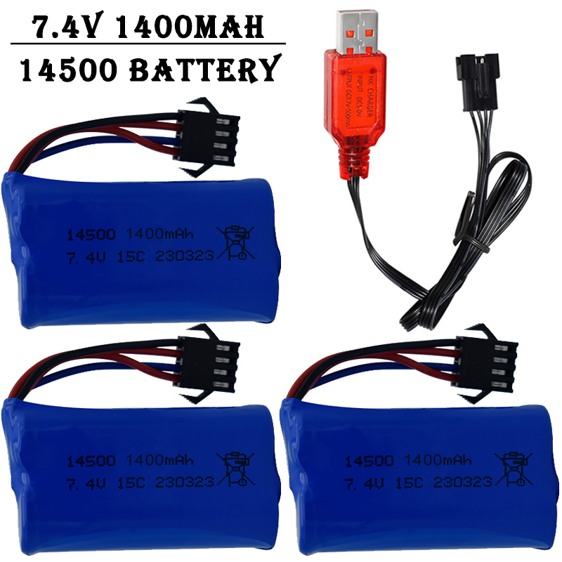 Lipo Battery Charger - 7.4V 1400mAh 14500 Lithium-Ion Batterij/Met SM4P